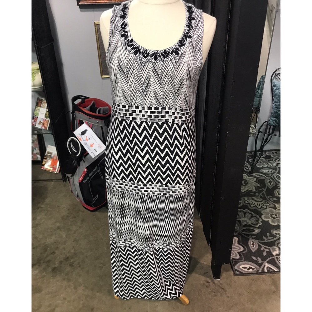 Black/white Chico’s Dress with black beading!